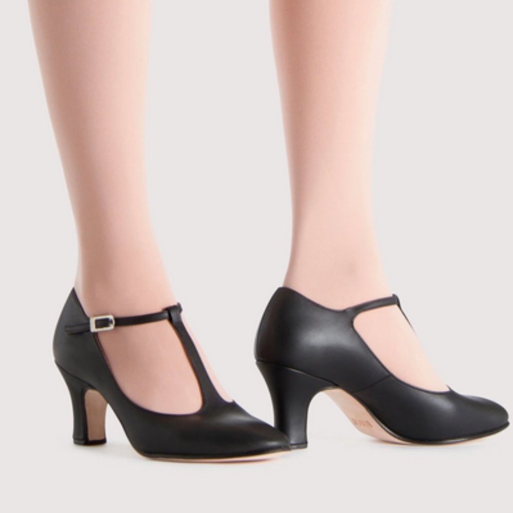 BLOCH Black Leather T Strap Dance Shoes 3"